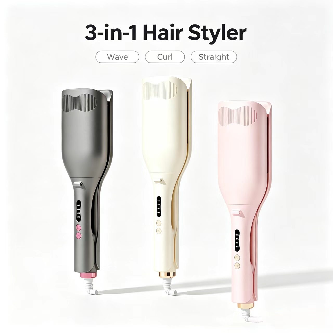 Triple-function multi-purpose curling rod LN-885